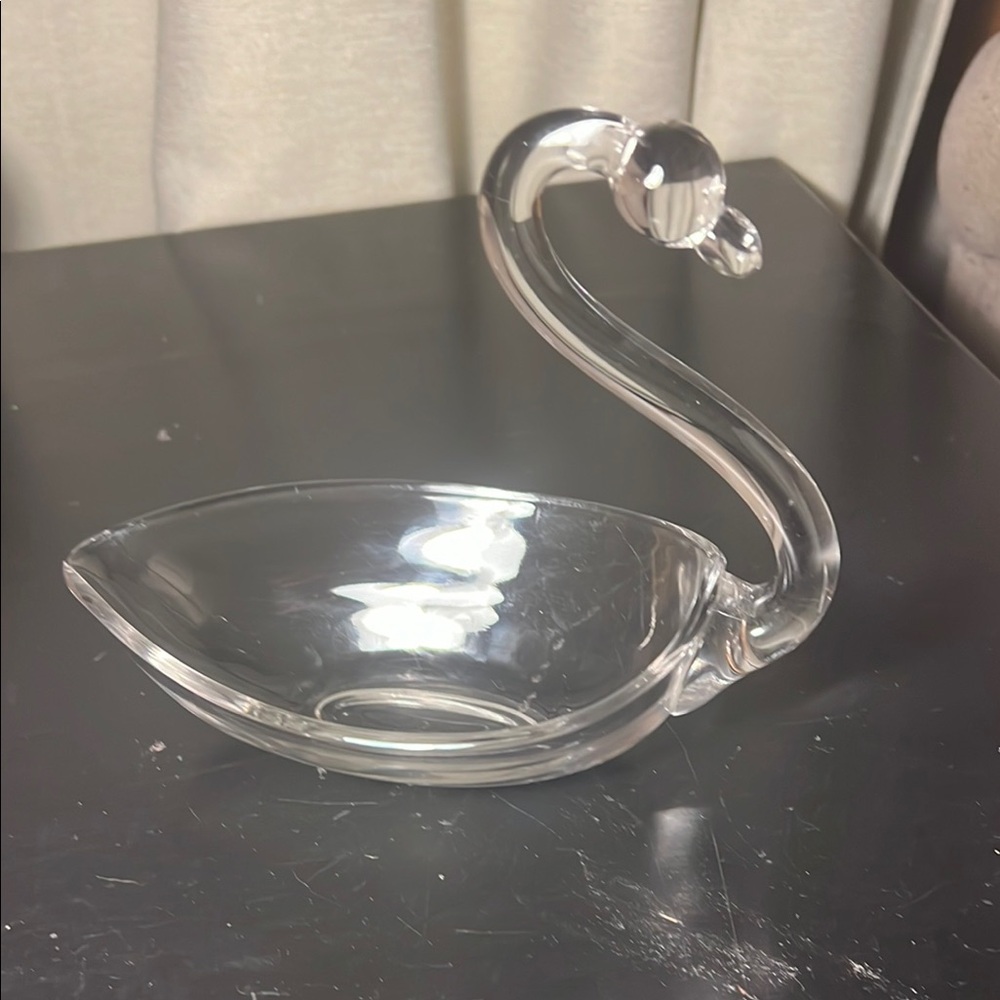 Vintage Duncan and Miller Glass Swan Dish
